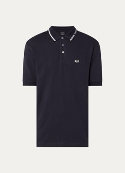 Armani Heren Regular fit polo met logoborduring in de kleur Donkerblauw