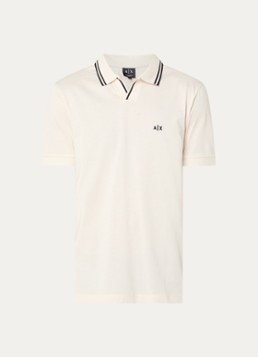 Armani Heren Regular fit polo met logoborduring in de kleur Creme