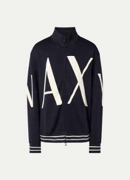 Armani Heren Sweatvest met logoprint in de kleur Donkerblauw