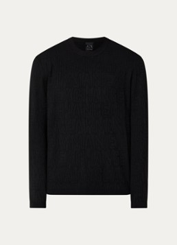 Armani Heren Fijngebreide pullover met ingebreid patroon in de kleur Zwart