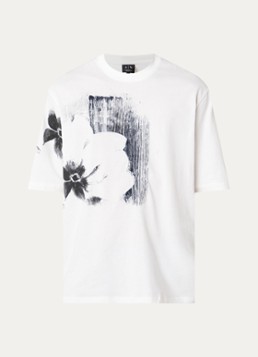 Armani Heren T-shirt met print in de kleur Gebroken wit