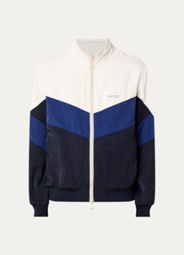 Armani Heren Windjack met streepprint en paspelzakken in de kleur Gebroken wit