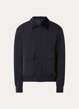 Armani Heren Gewatteerd jack met kraag van corduroy in de kleur Donkerblauw