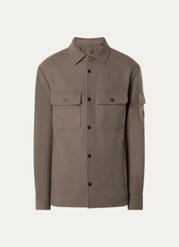 Armani Heren Jack in scheerwolblend met klepzakken in de kleur Donkerkhaki