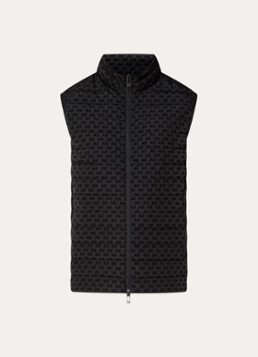 Armani Heren Gewatteerde bodywarmer met donsvulling en flock logoprint in de kleur BLACK-UC001