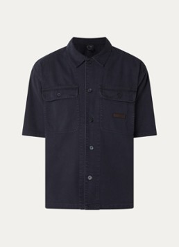 Armani Heren Regular fit overhemd van denim met borstzak in de kleur Donkerblauw