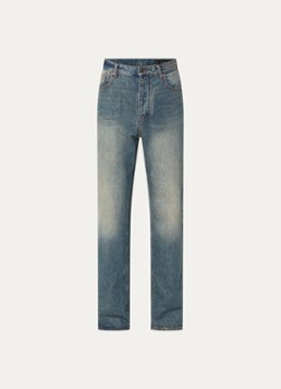 Armani Heren Straight leg jeans met medium wassing en verwassen afwerking in de kleur Indigo