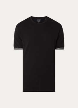 Armani Heren T-shirt van piqué katoen in de kleur Zwart