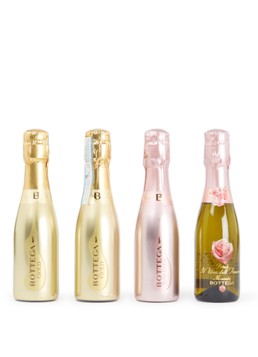 Bottega Vino Dei Poeti Piccolo Gold + Pink + Amore Prosecco in geschenkset 4 x 200 ml Goud - Deal