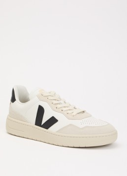 Veja Dames V-90 sneaker van leer met suède details in de kleur Wit, maat: 36