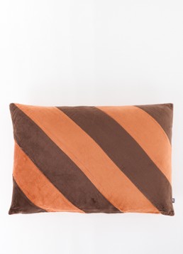 HKliving Striped Velvet sierkussen 40 x 60 cm Roestbruin - Deal