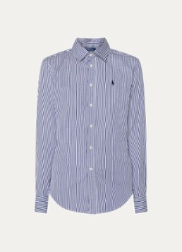 Ralph Lauren Dames Slim fit blouse van katoen in de kleur Donkerblauw, maat: 8