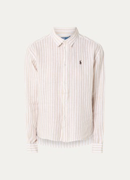 Ralph Lauren Dames Blouse van chambray met logo in de kleur Beige, maat: S