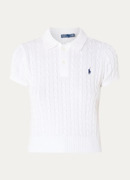 Ralph Lauren Dames Kabelgebreide pullover met logo in de kleur Wit, maat: XL