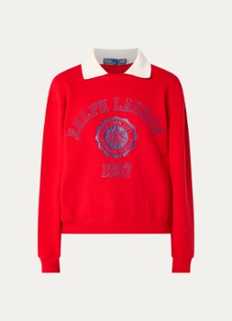 Ralph Lauren Dames Sweater met kraag en logoprint in de kleur Rood, maat: S