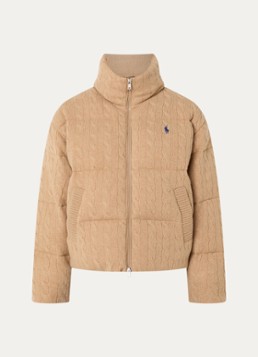 Ralph Lauren Dames Puffer jack in wolblend met logoborduring in de kleur Camel, maat: XS