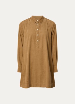 Ralph Lauren Dames Midi A-lijn jurk van corduroy met logoborduring in de kleur Oranje, maat: 34