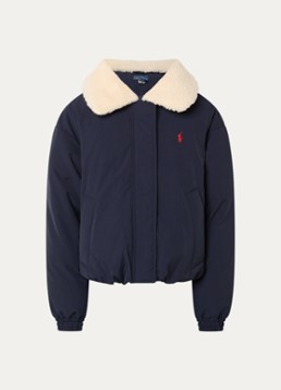 Ralph Lauren Dames Bomberjack met steekzakken en logoborduring in de kleur Donkerblauw, maat: M
