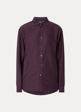 Ralph Lauren Dames Blouse in zijdeblend met logoborduring in de kleur Aubergine, maat: S