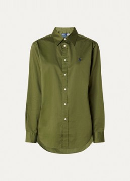 Ralph Lauren Dames Blouse met logo in de kleur Mosgroen, maat: XS