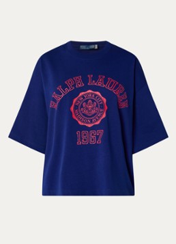 Ralph Lauren Dames T-shirt met logoprint in de kleur Royalblauw, maat: M