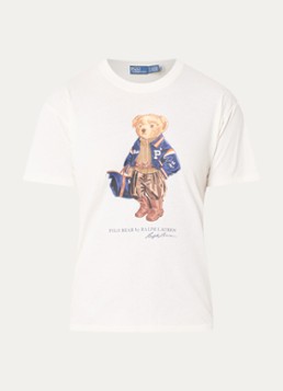 Ralph Lauren Dames T-shirt met logoprint in de kleur Gebroken wit, maat: S