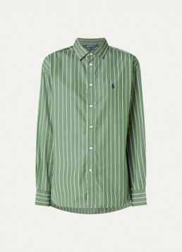 Ralph Lauren Dames Blouse met logo en streepprint in de kleur Lindegroen, maat: S