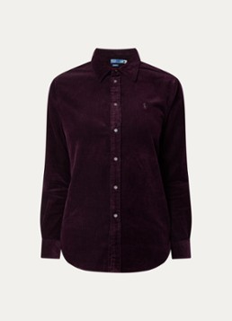 Ralph Lauren Dames Blouse van corduroy in de kleur Aubergine, maat: S