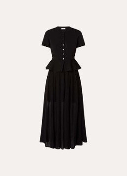 Sandro Dames Semi-transparante midi jurk met peplum in de kleur Zwart