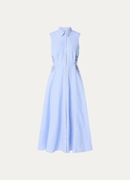Sandro Dames Midi blouse jurk met cut-out detail in de kleur Blauwgrijs