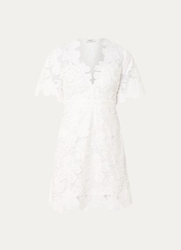 Sandro Dames Mini jurk met broderie en strass in de kleur Wit