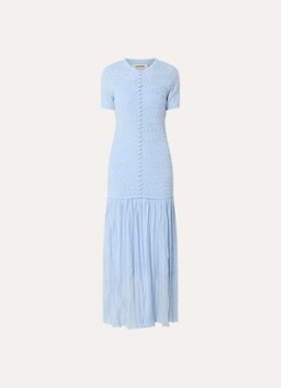 Sandro Dames Midi blousejurk met imitatieparels en broderie in de kleur Lichtblauw