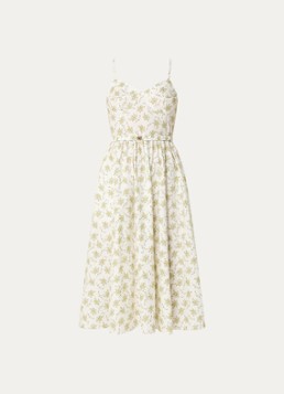 Sandro Dames Midi jurk met bloemenprint en ceintuur in de kleur Gebroken wit