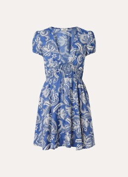 Sandro Dames Midi jurk met print en ceintuur in de kleur Blauw