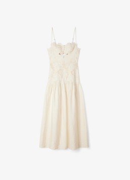 Sandro Dames Midi jurk met bloemborduring in de kleur Beige