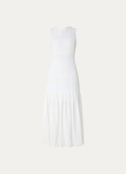 Sandro Dames Midi jurk met details van kant in de kleur Gebroken wit