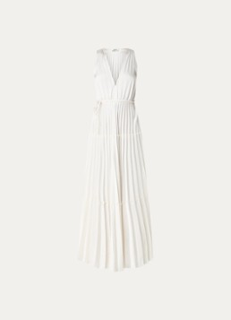 Sandro Dames Maxi jurk met plissé in de kleur Gebroken wit