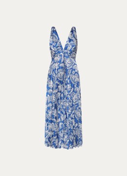 Sandro Dames Maxi jurk van satijn met bloemenprint in de kleur Donkerblauw