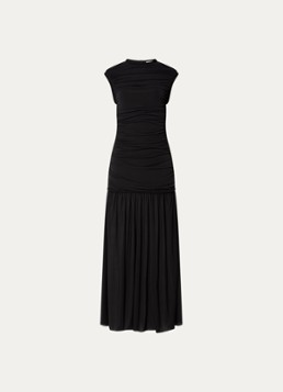 Sandro Dames Maxi jurk van jersey met plooidetail in de kleur Zwart
