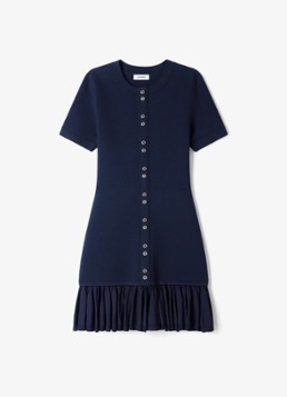 Sandro Dames Mini jurk met ronde hals en ruches in de kleur Donkerblauw