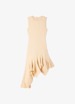 Sandro Dames Asymmetrische gedrapeerde midi-jurk in de kleur Vanilla / Geel