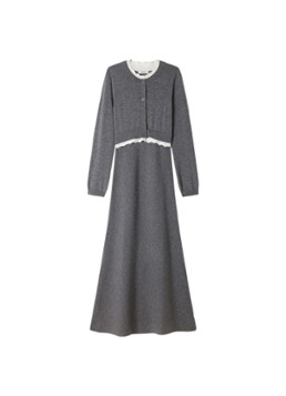 Sandro Dames Maxi jurk in kasjmierblend in de kleur Grijs