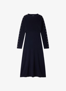Sandro Dames Midi jurk met ribstructuur in de kleur Donkerblauw