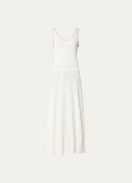 Sandro Dames Maxi jurk met imitatieparels en strass in de kleur Gebroken wit