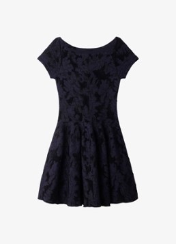 Sandro Dames Fijngebreide mini jurk met jacquard dessin in de kleur Donkerblauw