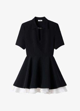 Sandro Dames Mini jurk met leren details in de kleur Zwart
