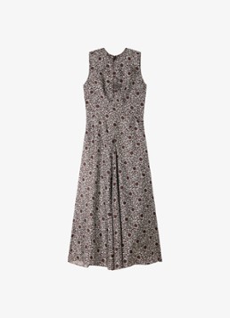 Sandro Dames Midi jurk met ronde hals en bloemenprint in de kleur Bruin