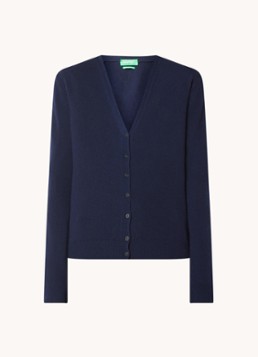 Benetton Dames Fijngebreid vest van wol met stretch in de kleur Donkerblauw