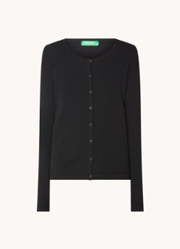 Benetton Dames Fijngebreid vest met ronde hals in de kleur Zwart