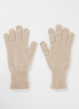 Benetton Dames Ribgebreide handschoen van wol in de kleur Beige